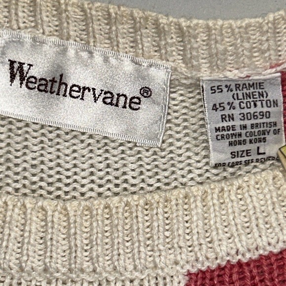 Vintage 80s Weathervane Rose Sweater L chunky oversized white slouchy - Picture 9 of 13